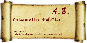 Antunovits Beáta névjegykártya